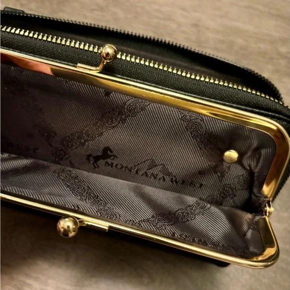 Montana West Black Leather Wallet with Crossbody Strap NWT - Picture 5 of 9
